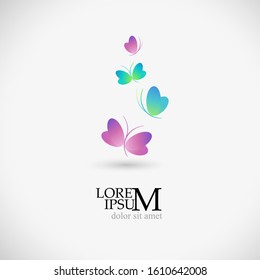 Butterflies from the hearts of the logo. Vector illustration