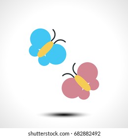  Butterflies icon. Vector illustration