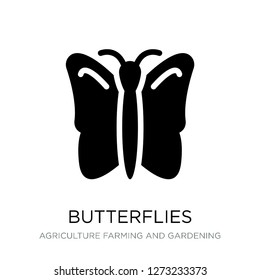 butterflies icon vector on white background, butterflies trendy filled icons from Agriculture farming and gardening collection, butterflies simple element illustration