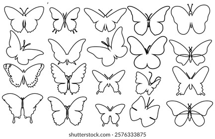 Butterflies icon vector set. Insect illustration sign collection. Butterfly symbol or logo