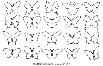 Butterflies icon vector set. Insect illustration sign collection. Butterfly symbol or logo design 