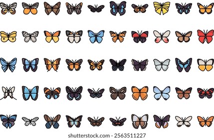 Butterflies icons High-Quality Vector Icons Collection with Editable Stroke. Ideal for Professional and Creative Projects.