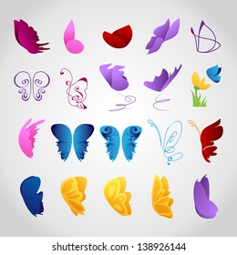 Butterflies Icons - Set - Isolated On Gray Background - Vector Illustration, Graphic Design Editable For Your Design. Butterflies Logo 