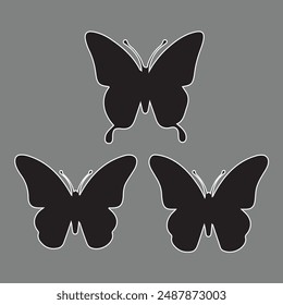 Butterflies icons silhouette illustration vector style with white background