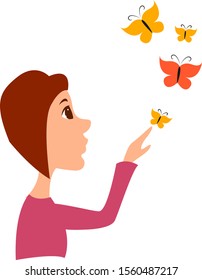 Butterflies, illustration, vector on white background.