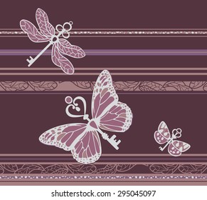 butterflies with keys vector illustration