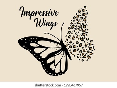 butterflies and leopard positive quote flower design 