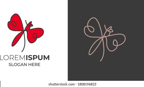 Butterflies line art and creative shape logo design black and white vector .Butterfly silhouette logo template vector illustration vintage minimal retro
 icon mono line for emblems, badges,  template