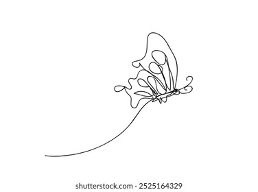 butterflies ,line drawing style, continuous line art ,  vector illustration