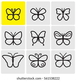 Butterflies line icons