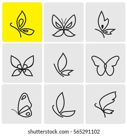 Butterflies line icons