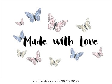 Butterflies and love slogan design art vector. margarita mariposa stationery,mug,t shirt,phone case fashion slogan style spring summer sticker 