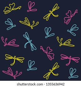 Butterflies . Monochromatic graphical outline. Vector illustration