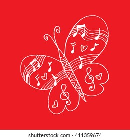  Butterflies and musical notes.