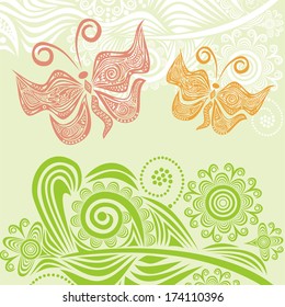 Butterflies nature pattern background vector illustration