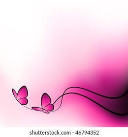 Mariposas sobre fondo abstracto. Ilustración vectorial.