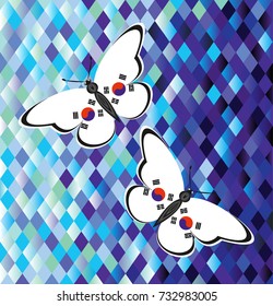 Butterflies on beautiful colored background