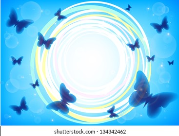 butterflies on a blue background
