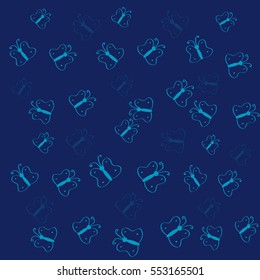 Butterflies on blue background. Vector illustration.