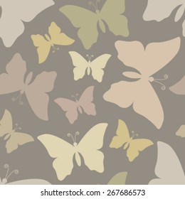 butterflies on brown seamless pattern