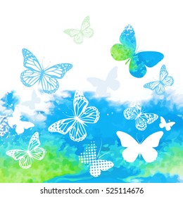 butterflies on a colorful background. Vector