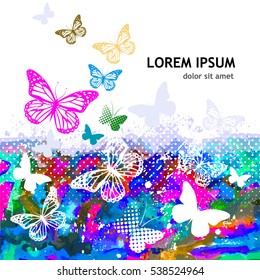 butterflies on a colorful background. Vector.