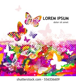 butterflies on a colorful background. Vector