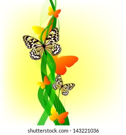 butterflies on grass vector design