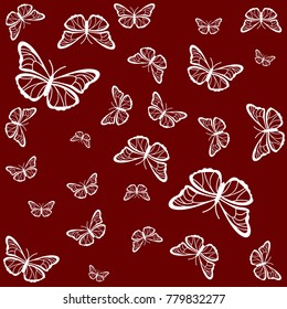 Butterflies on a red background