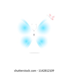 Butterflies on a white background.