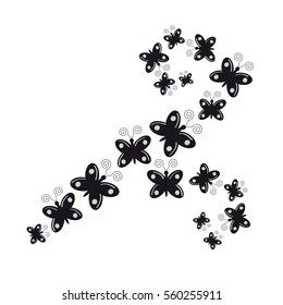 Butterflies on white background. Vector illustration.