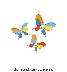 Butterflies on a white background.Vector graphics.