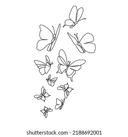 Mariposa de una línea de arte vectorial. Impresión botánica. Símbolo de la naturaleza cosmética. Moderna línea de arte. Impresión de moda. Logo de Beaty Salon.
