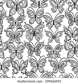 Butterflies ornate, seamless pattern for your design