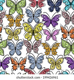 Butterflies ornate, seamless pattern for your design
