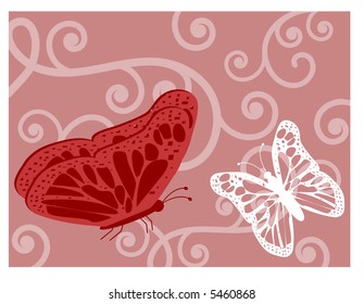 butterflies over coils background vector