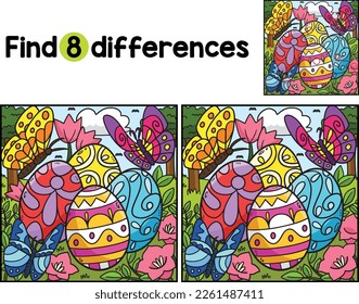 Las Mariposas En Los Huevos De Pascua Encuentran Diferencias