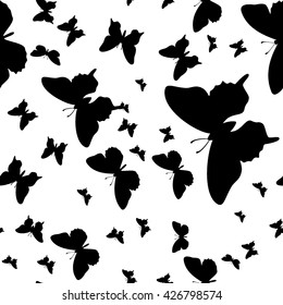 Butterflies. The pattern of colored butterflies. Vector illustration