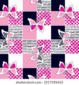 
Butterflies pattern on Checkered elements design