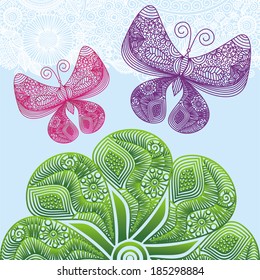 Butterflies pattern vector illustration