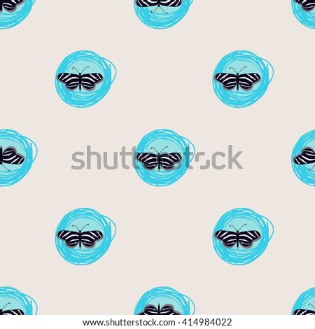 Butterflies pattern.Seamless abstract hand drawn brush stroke shapes pattern texture .