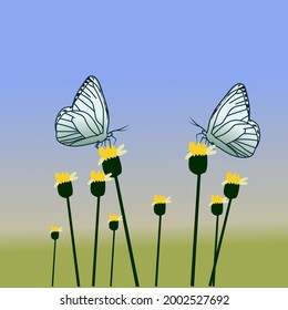 Butterflies pollinate - stock illustration