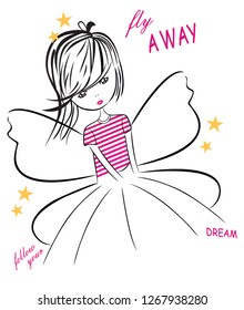 Butterflies print for t-shirt graphic, vector