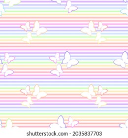 butterflies rainbow background vector seamless pattern spring summer beautiful textile wallpaper fabric wrapping paper