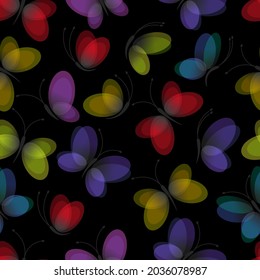 Butterflies rainbow seamless pattern vector illustration