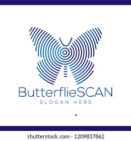 butterflies Scan Technology Logo vector Element. Animal Technology Logo Template