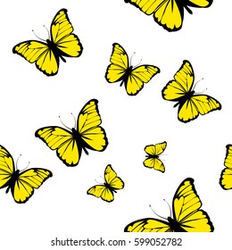 Butterflies seamless background. Vector