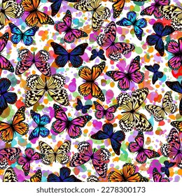 Butterflies seamless background. Vector illustration