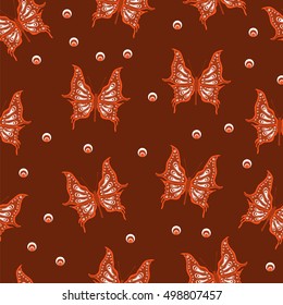 Butterflies seamless background, vector illustration
