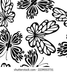 Patrón gráfico monocromo sin fisuras. ilustración de vectores en blanco y negro